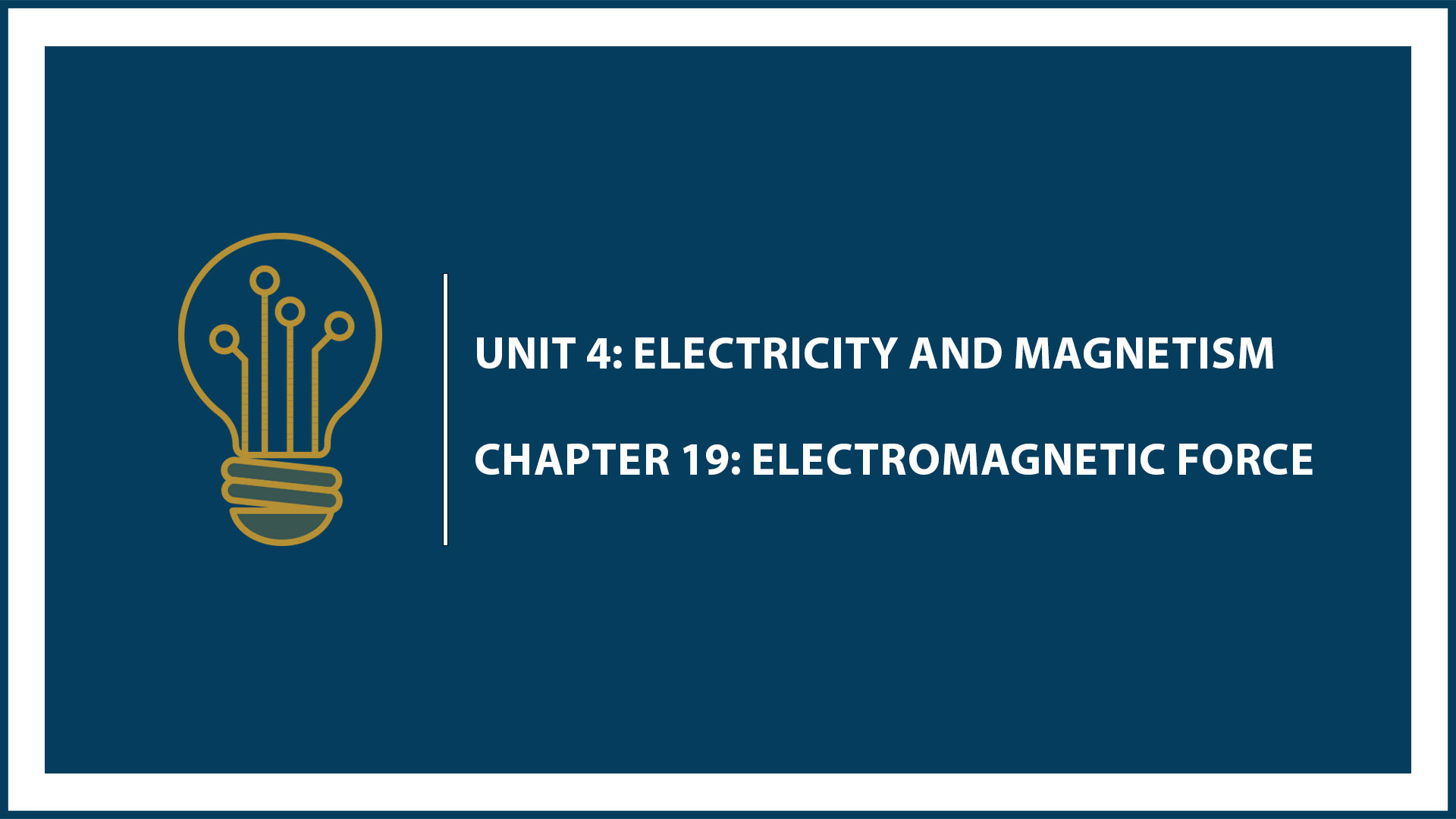 Unit Four: Chapter 19: Electromagnetic Force